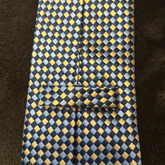 TM Lewin silk blue & yellow checked tie - Picture 5 of 5